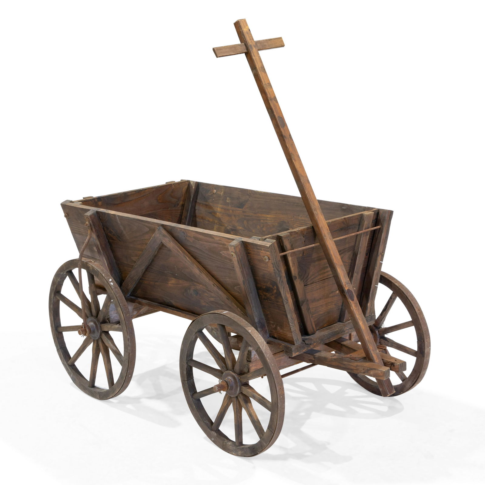 Wooden Pull Wagon: Description - Wooden pull wagon. Dimensions - 24" x 36" x 24" -without handle