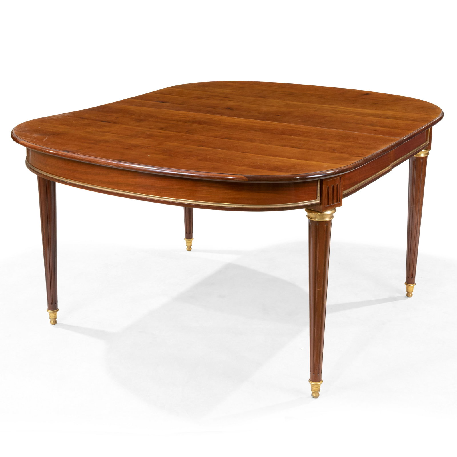 Louis XVI Style Mahogany Dining Table: Description - Louis XVI style Mahogany bronze mounted dining table with 4 leaves. Dimensions - 31" x 60" x 49" with two 19" leaves