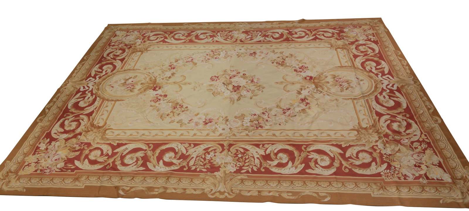 Aubusson Needlepoint Rug: Description - Aubusson style needlepoint rug. Dimensions - 10' x 14.5'