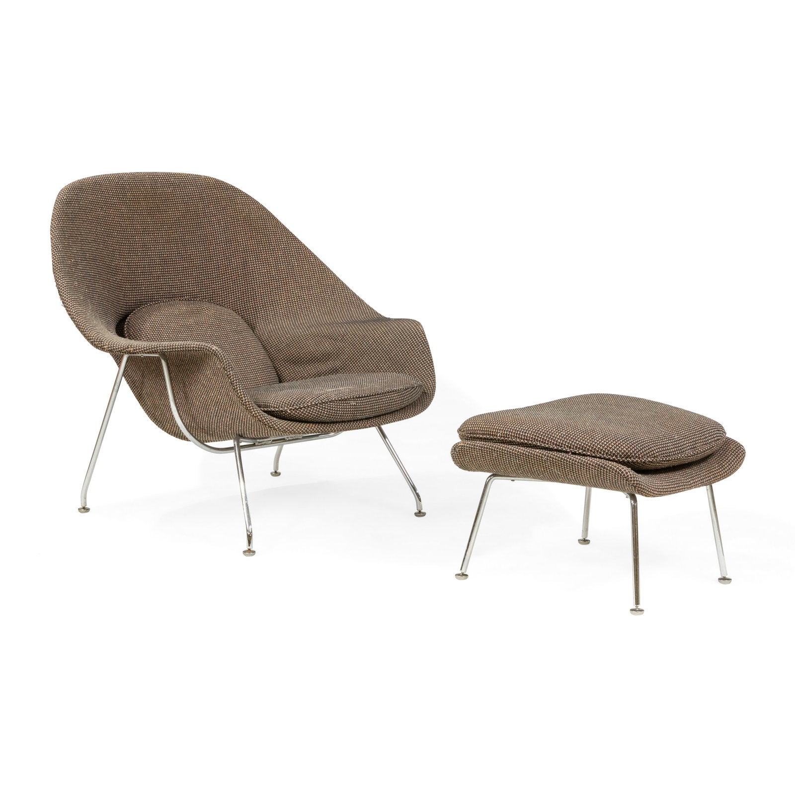 Eero Saarinen - Womb Chair and Otoman: Description - Eero Saarinen womb chair and ottoman with original upholstery. Dimensions - 36" x 40.5" x 36"