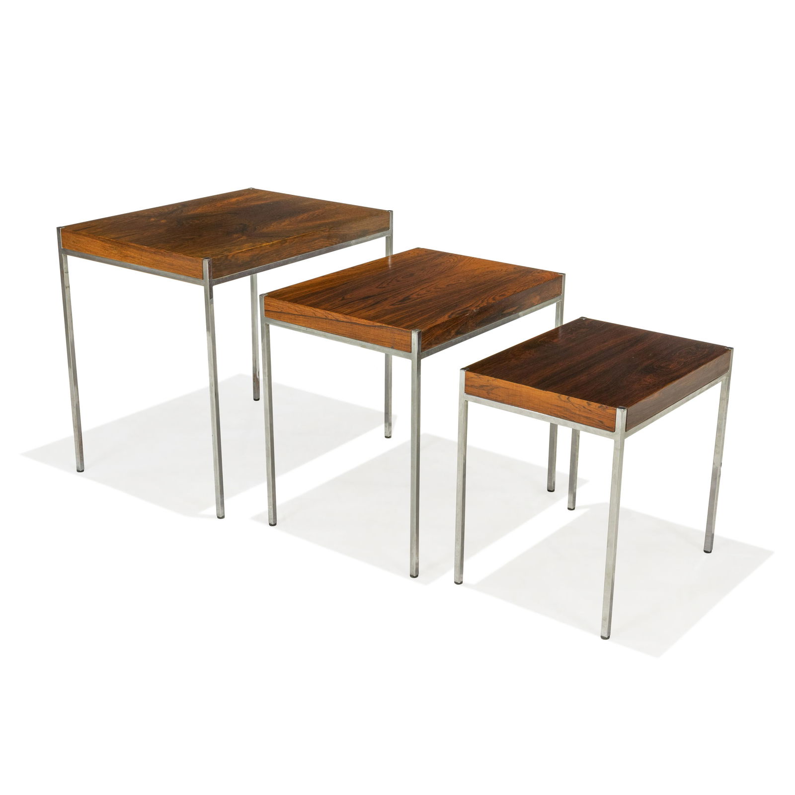 Italian Rosewood & Chrome Nesting Tables (1 of 4)