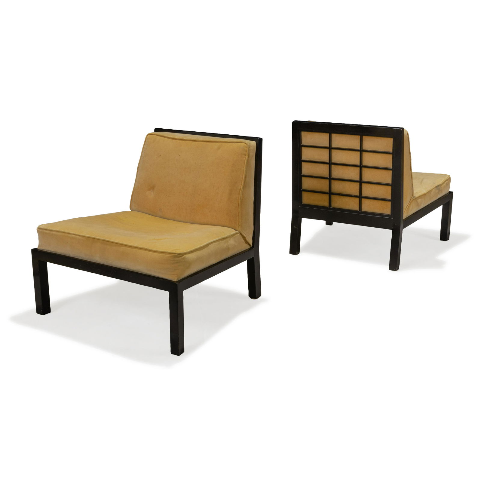 Michael Taylor - Baker - Slipper Chairs: Description - A pair of slipper chairs by Michael Taylor for Baker. Dimensions - 26.5" x 28" x 25"