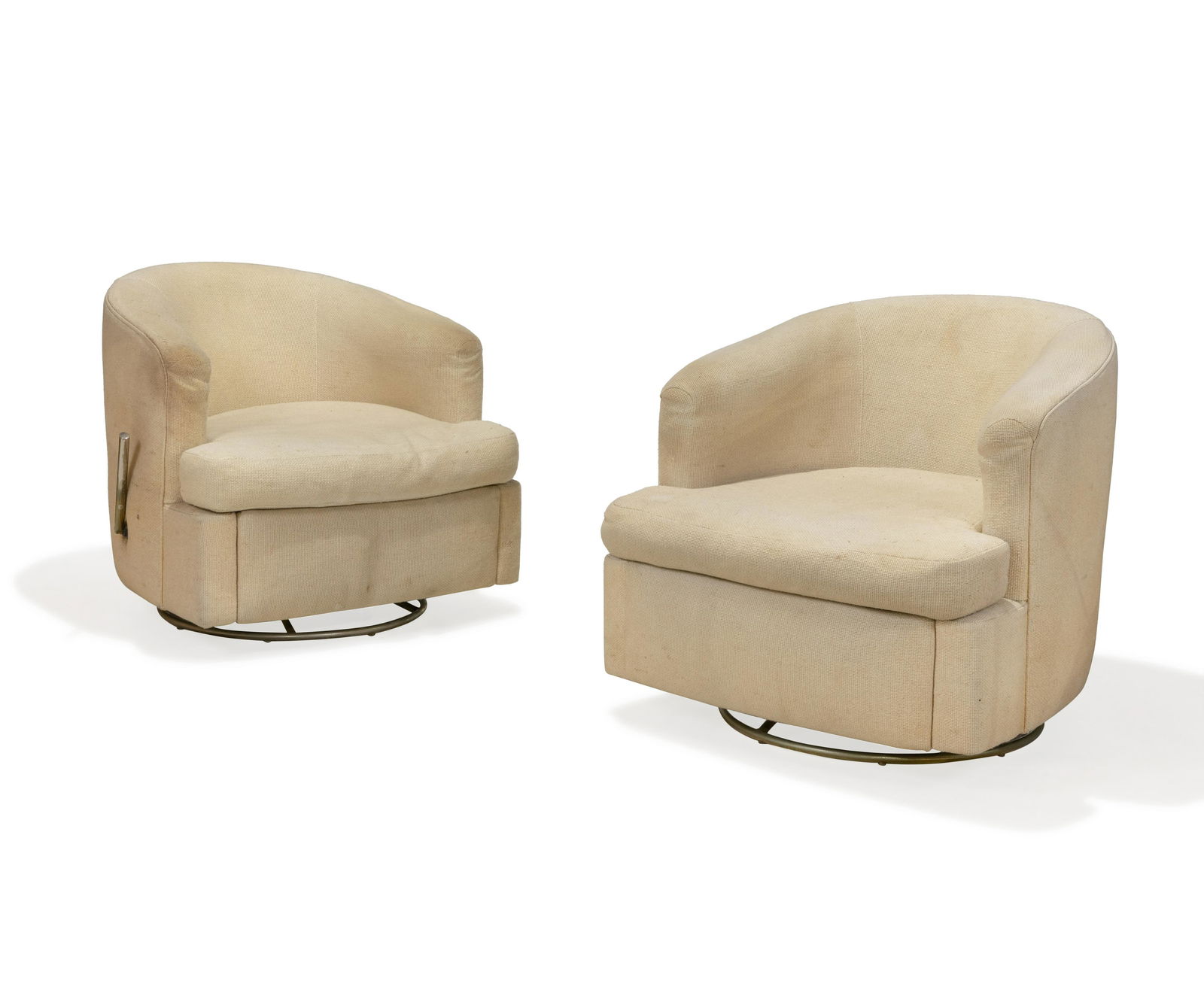 Milo Baughman - Reclining Swiveling Chairs: Description - Pair of reclining swivel chairs by Milo Baughman for Thayer Coggin Dimensions - 28" x 29" x 30"