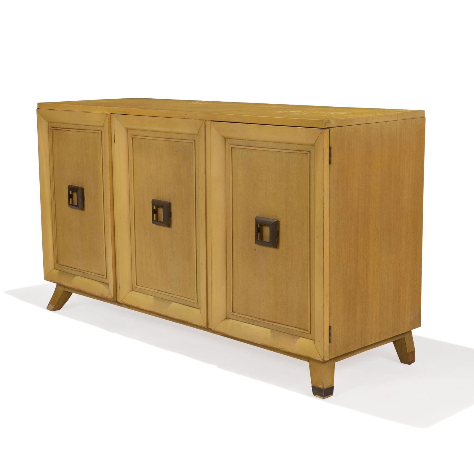 James Mont Style Credenza: Description - A James Mont Style credenza. Right two doors containing three drawers. Dimensions - 34" x 60" x 20"