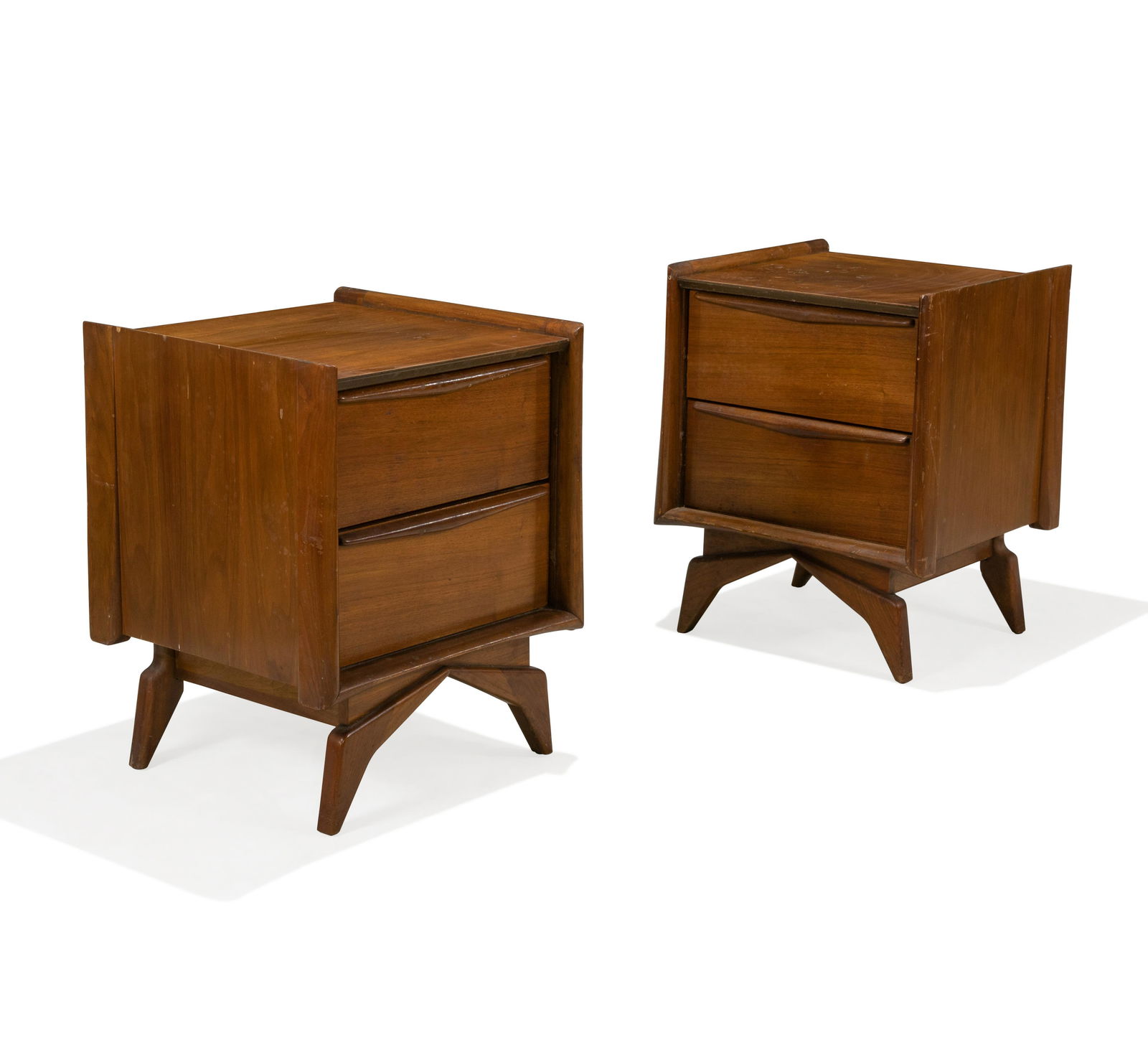 Mid Century Sculpted Walnut Night Stands (1 of 2)
