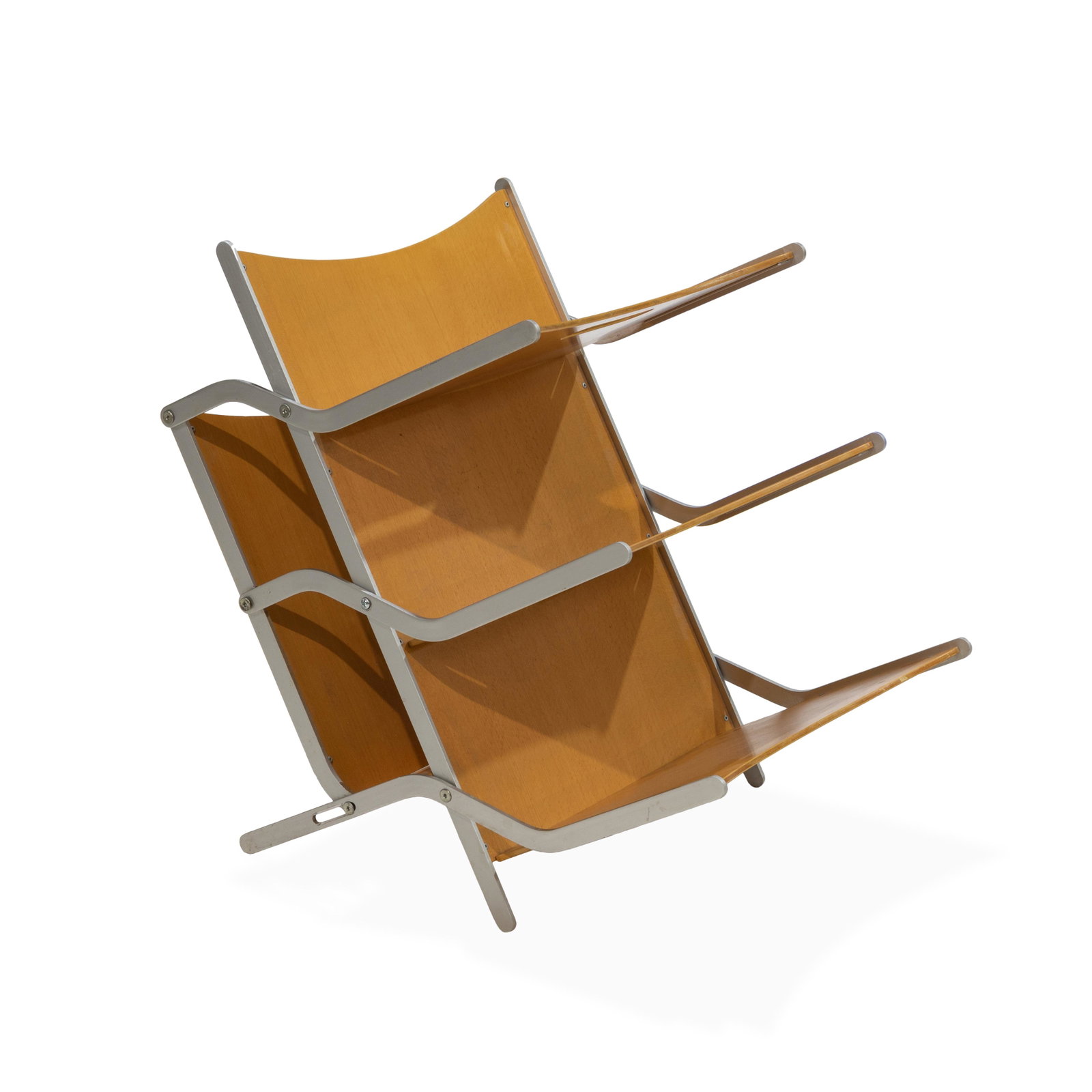 Raul Barbieri for YCAMI - Magazine Rack: Description - A Raul Barbieri for YCAMI collapsible birch magazine rack. Dimensions - 23" x 17" x 20"