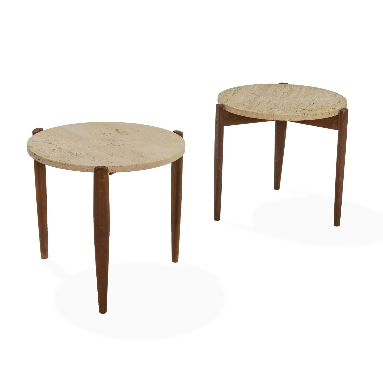 Travertine Top Tables - Pair (1 of 2)