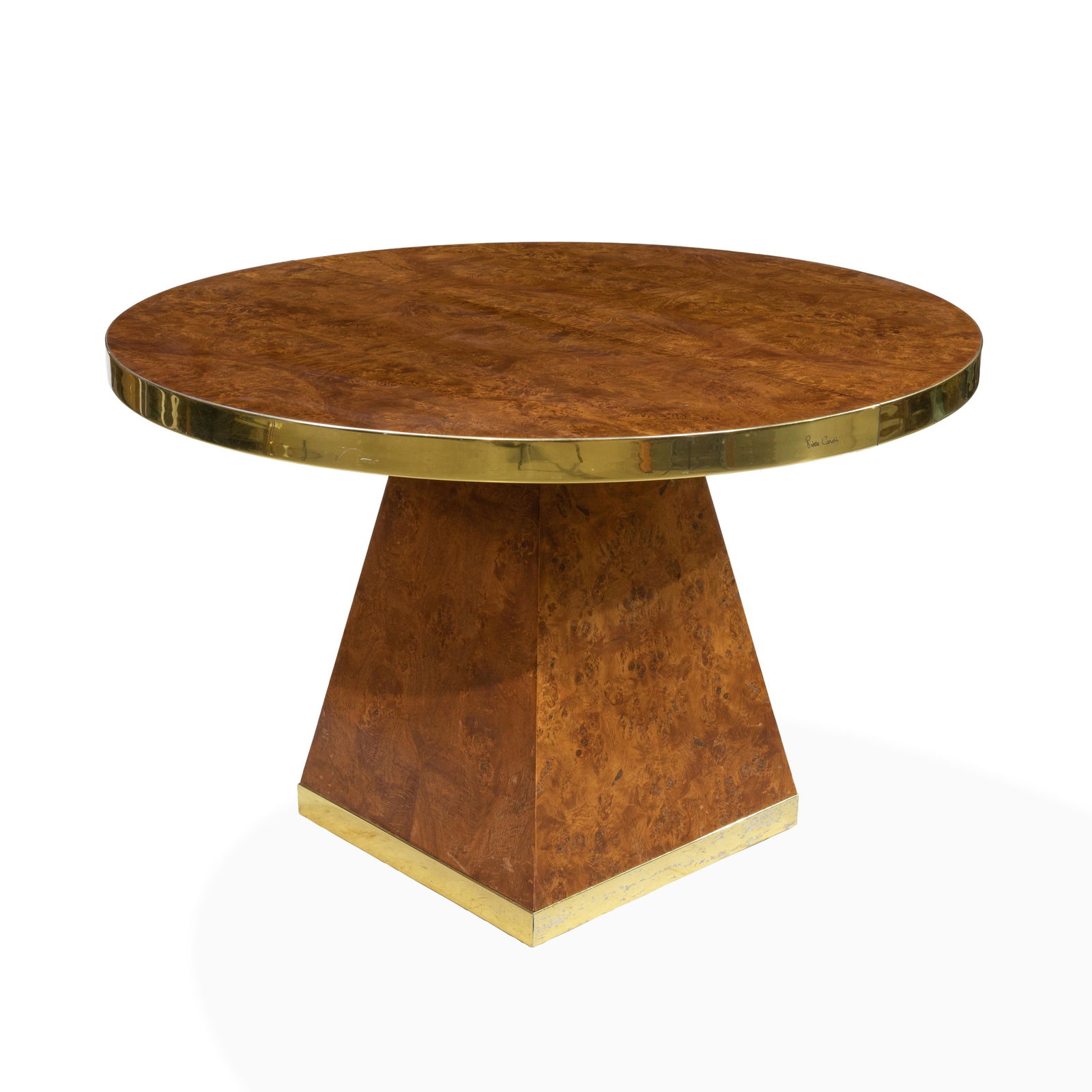Pierre Cardin - Burl & Brass Pedestal Dining Table (1 of 6)