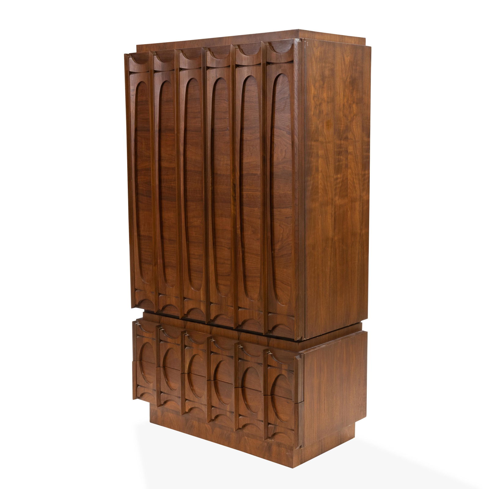 Brutalist Style Walnut Chifferobe (1 of 3)