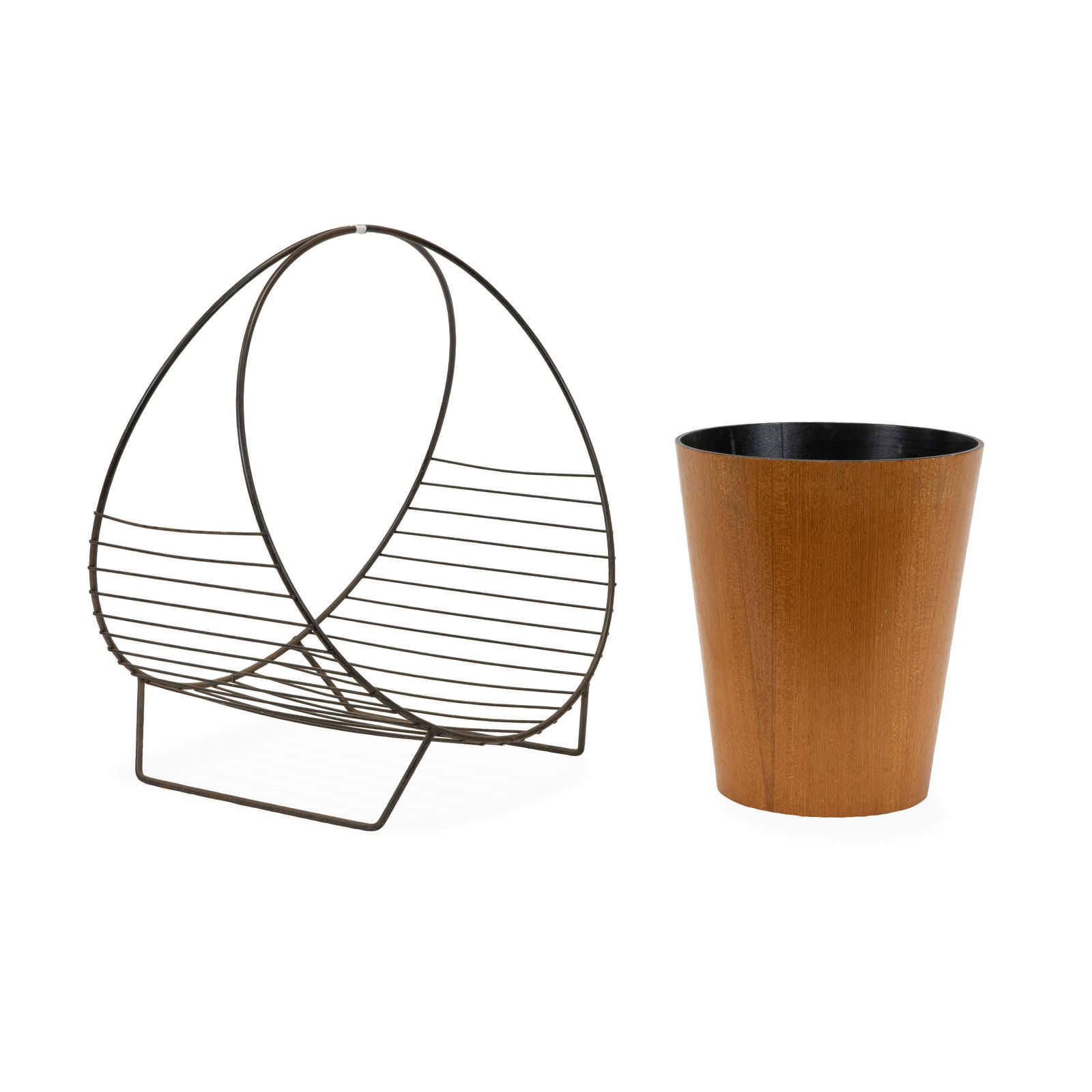 Teak Waste Basket and Magazine Holder (1 of 2)