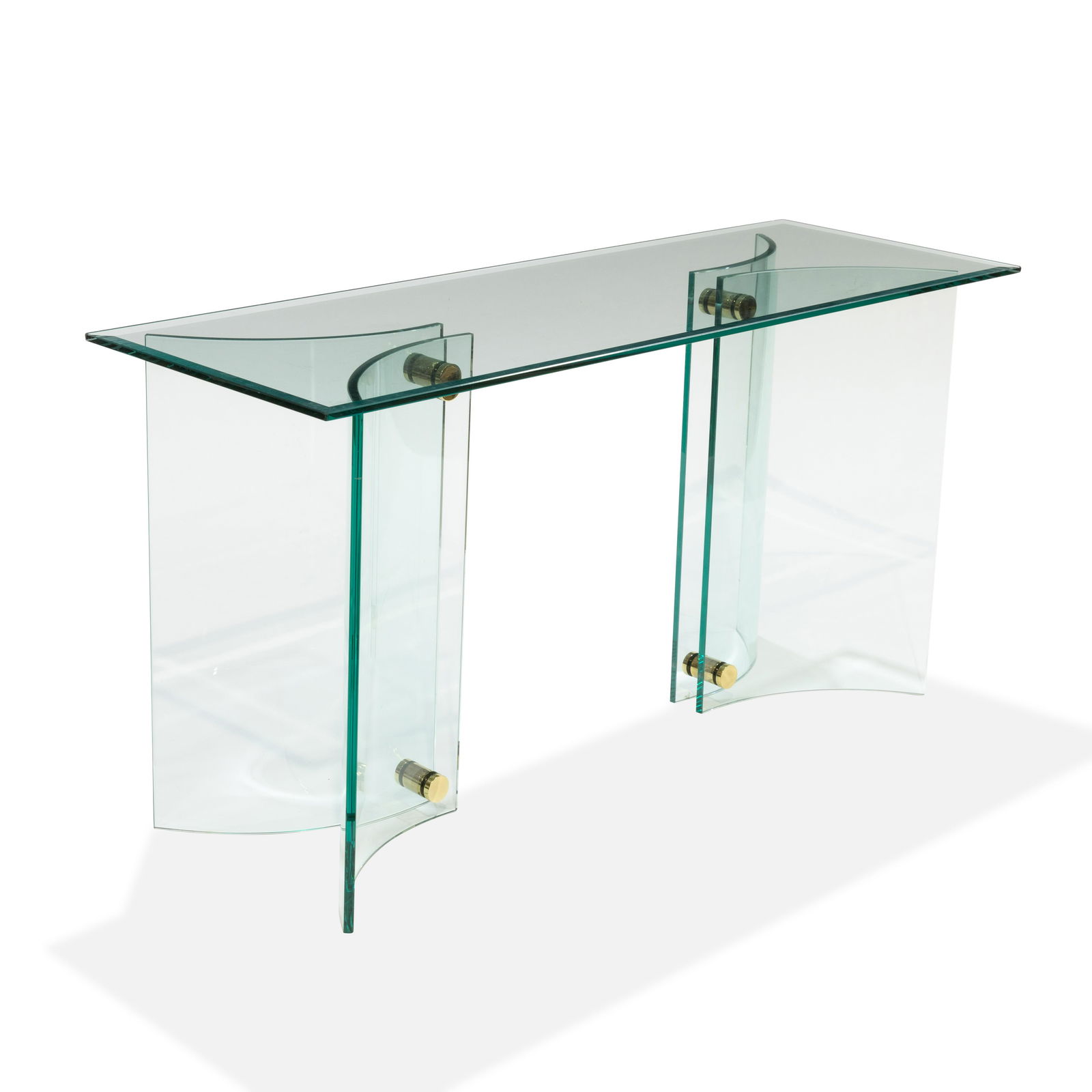 Pace (Attr.) - Double Pedestal Glass Console Table (1 of 2)