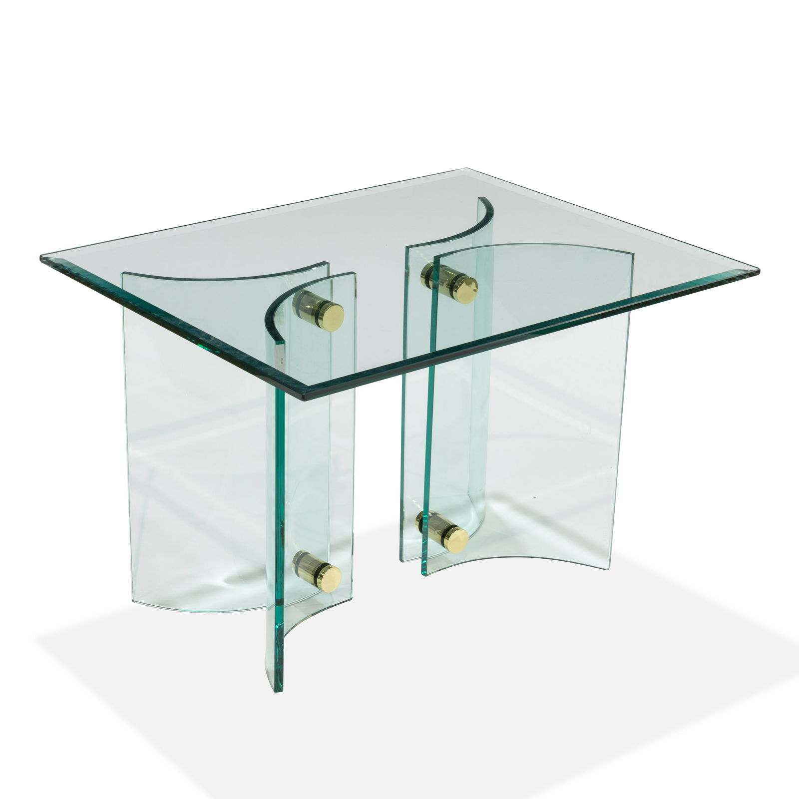Pace (Attr.) - Double Pedestal Glass End Table (1 of 2)