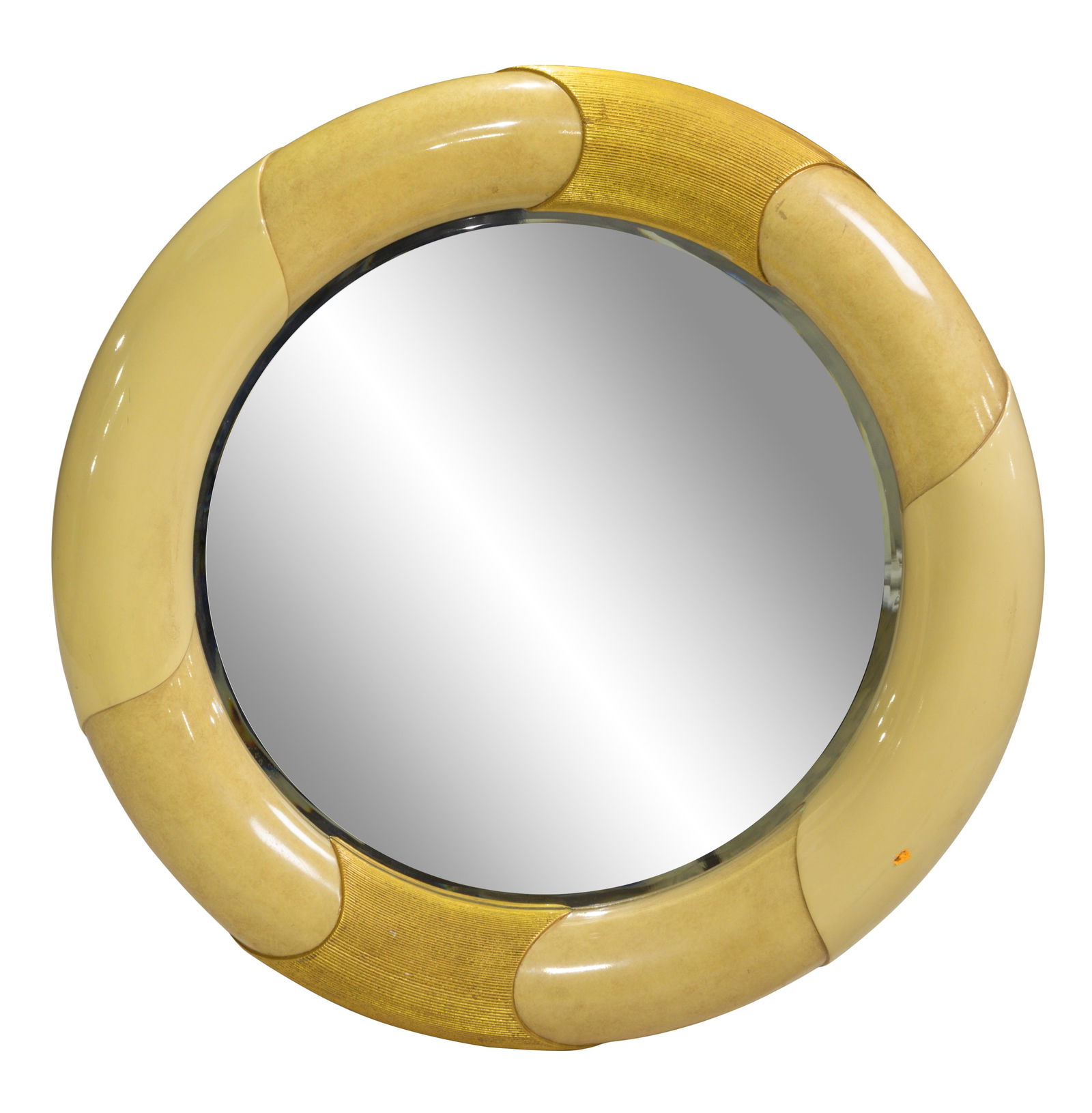 Karl Springer Style Faux Goatskin Mirror (1 of 3)