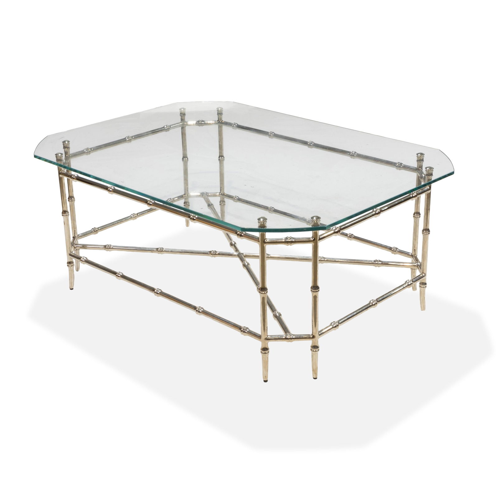 Faux Bamboo Glass Top Coffee Table (1 of 2)