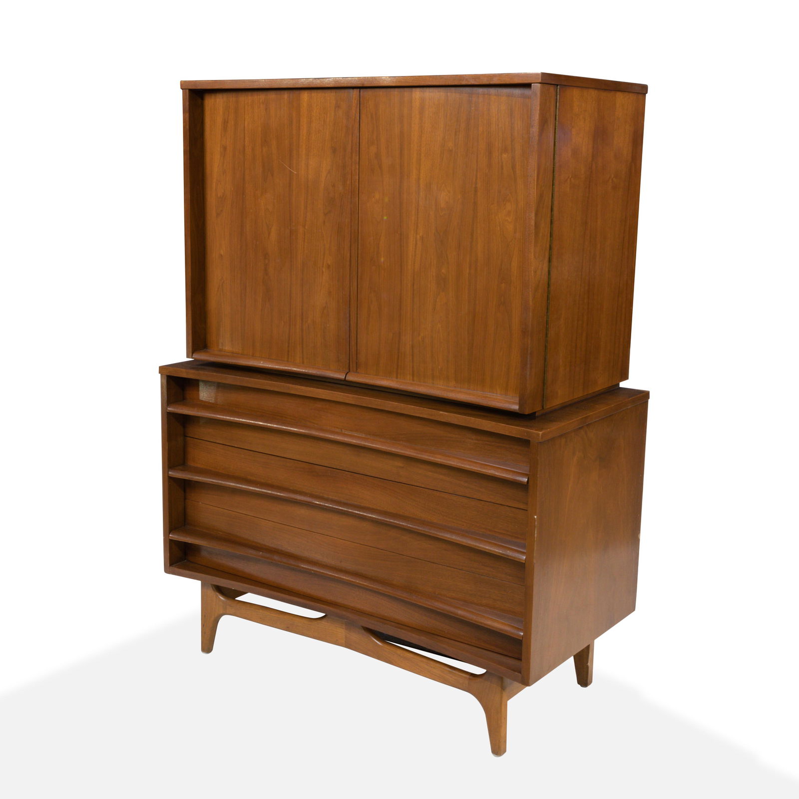 Walnut Concave High Chest (1 of 3)