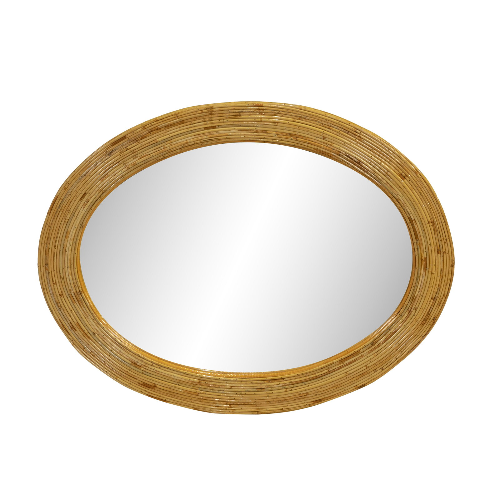 Gabriella Crespi Style - Mirror: Description: A Gabriella Crespi style rattan mirror. Dimensions: 27" x 34"
