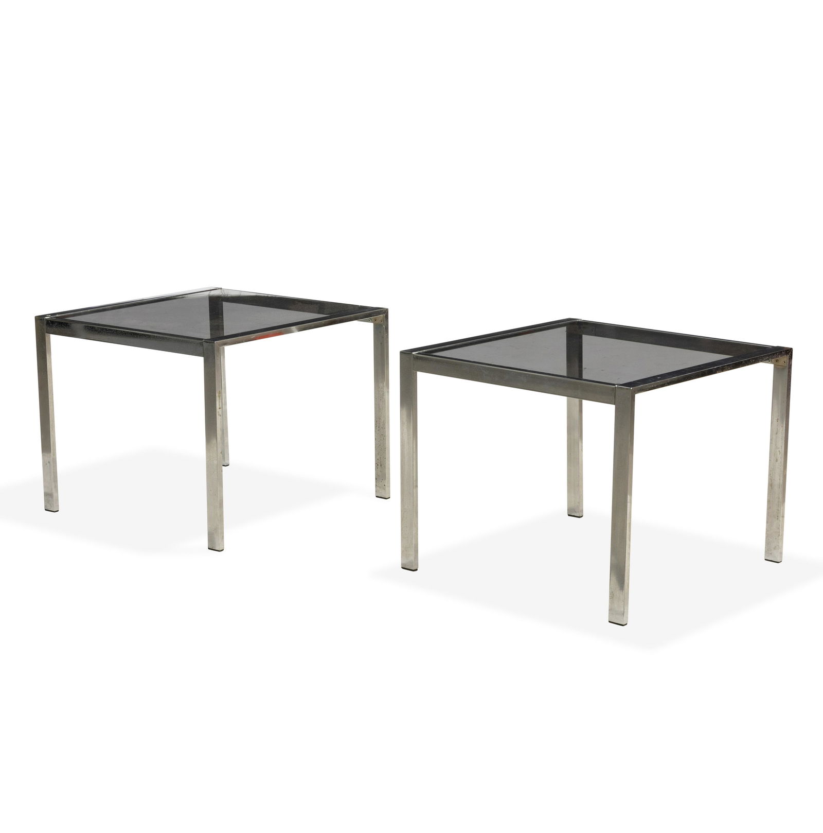 Chrome & Smoked Glass End Tables (1 of 2)