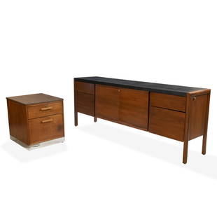 Lehigh-Leopold - Office Credenza & File: Description - A Lehigh-Leopold office credenza and Designcraft filing cabinet. Dimensions - Credenza - 27" x 77" x 19"