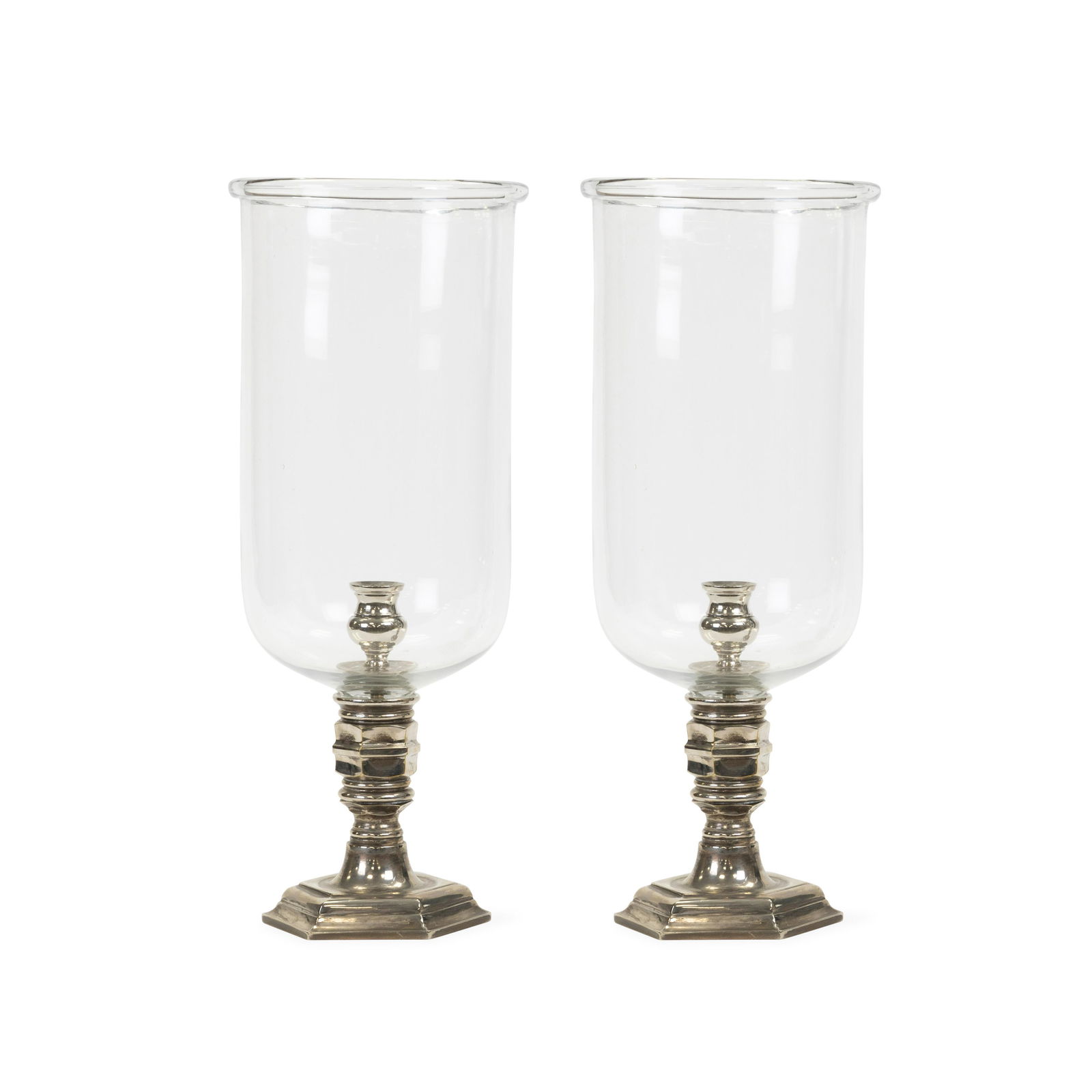 Silverplate Hurricane Candle Lamps - Pair (1 of 2)