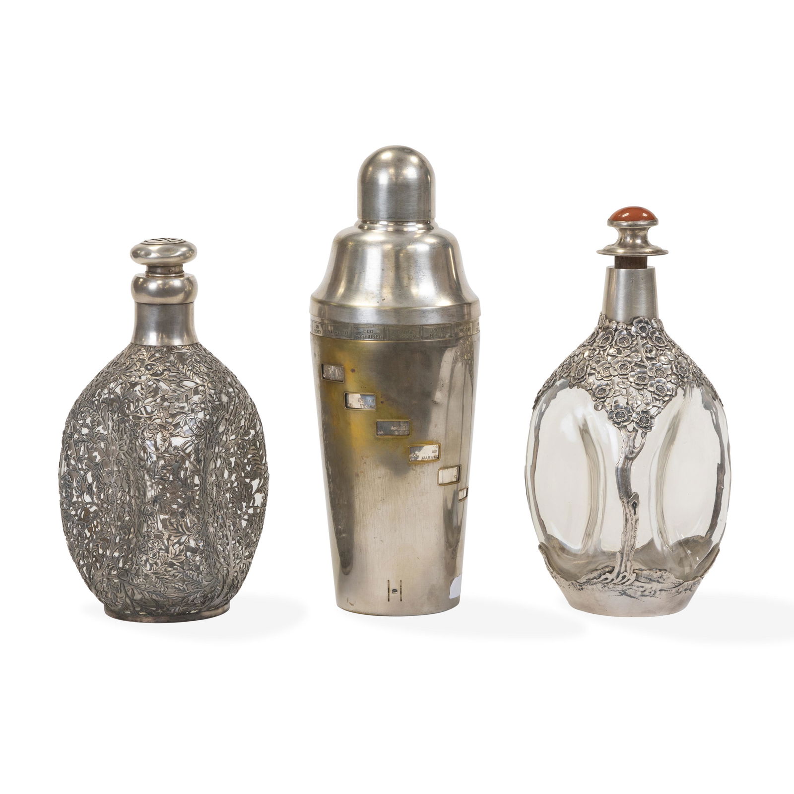 Cocktail Shaker and Sterling Overlay Bottles (1 of 6)