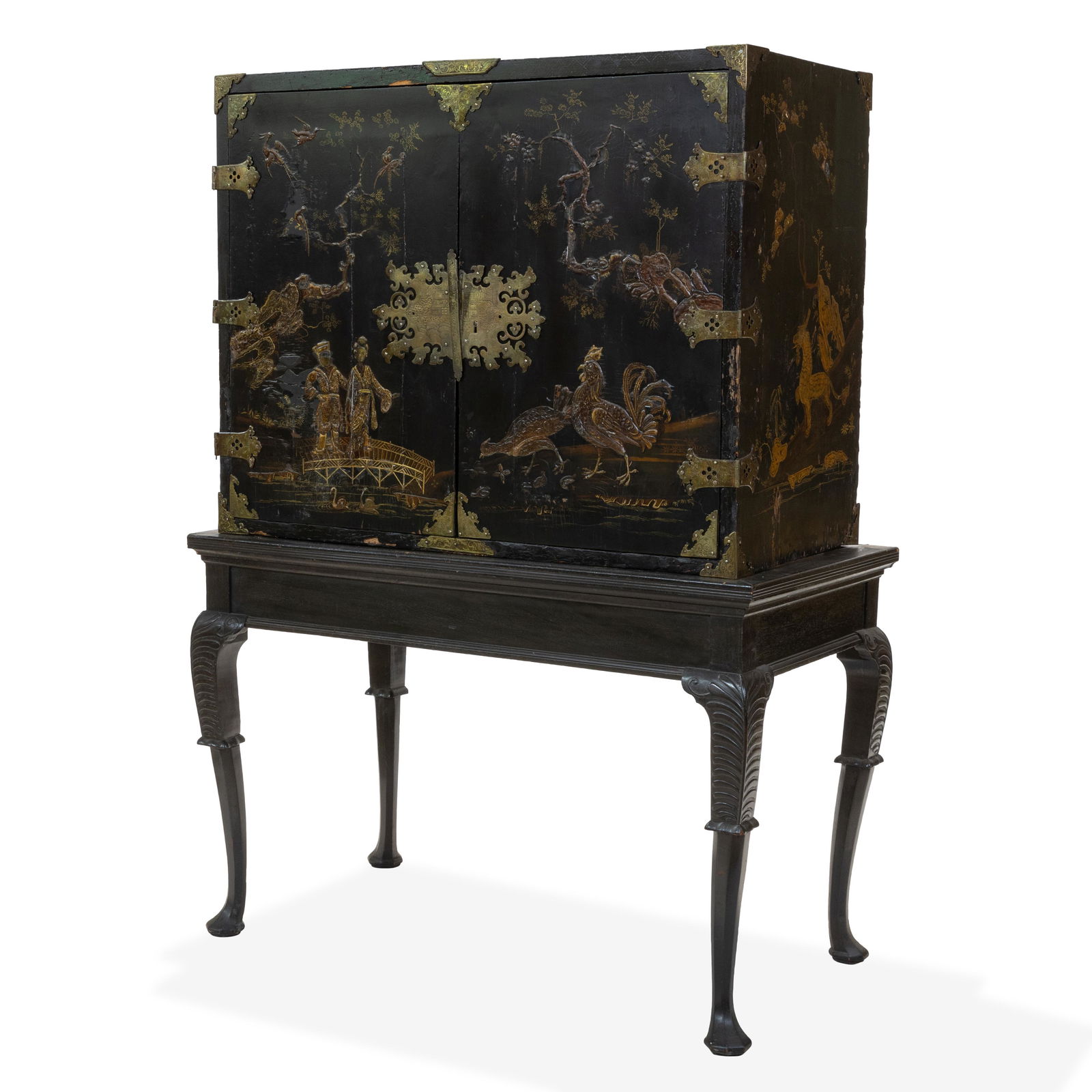 Oriental Lacquered Cabinet on Base (1 of 9)