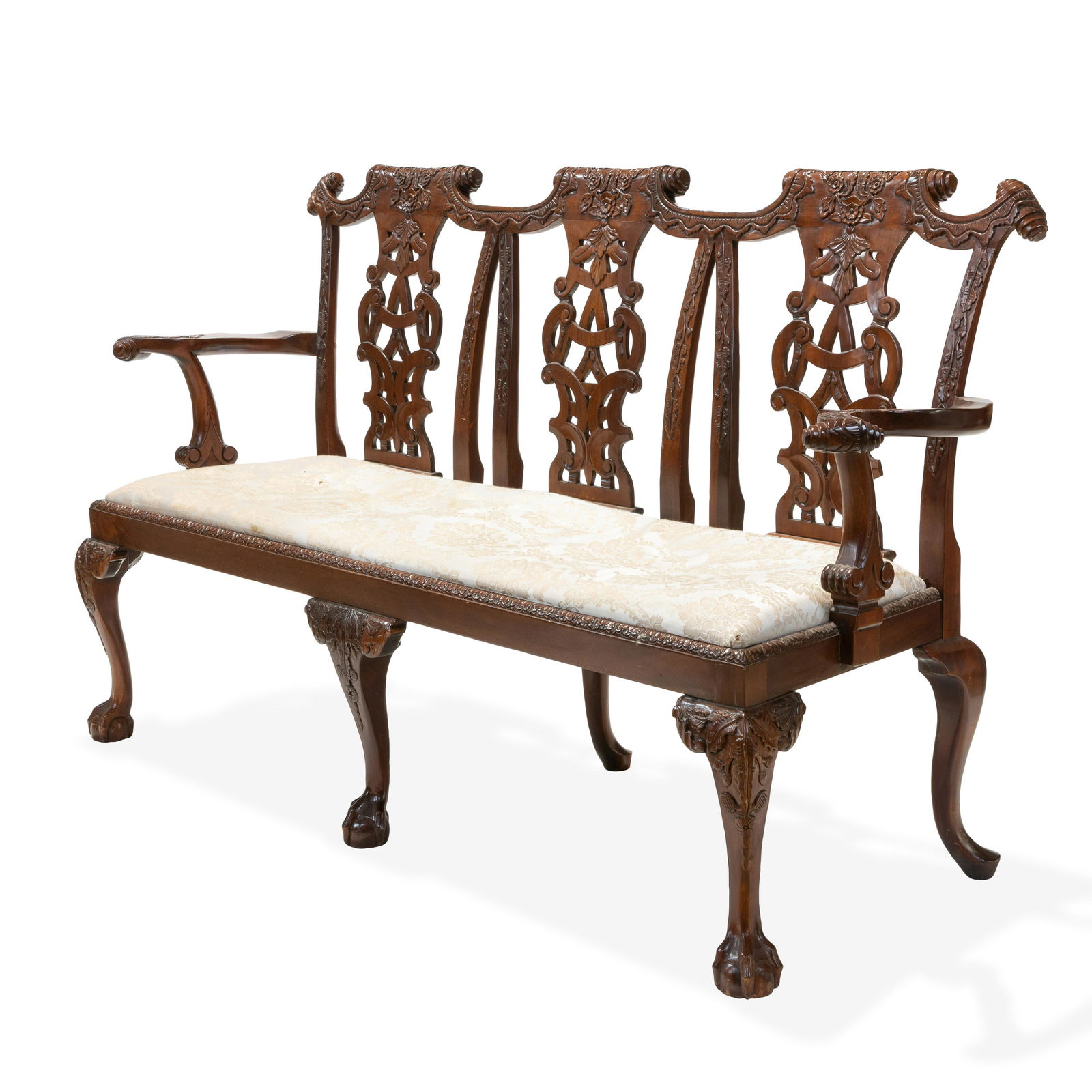 Mahogany Chippendale Style Settee (1 of 4)