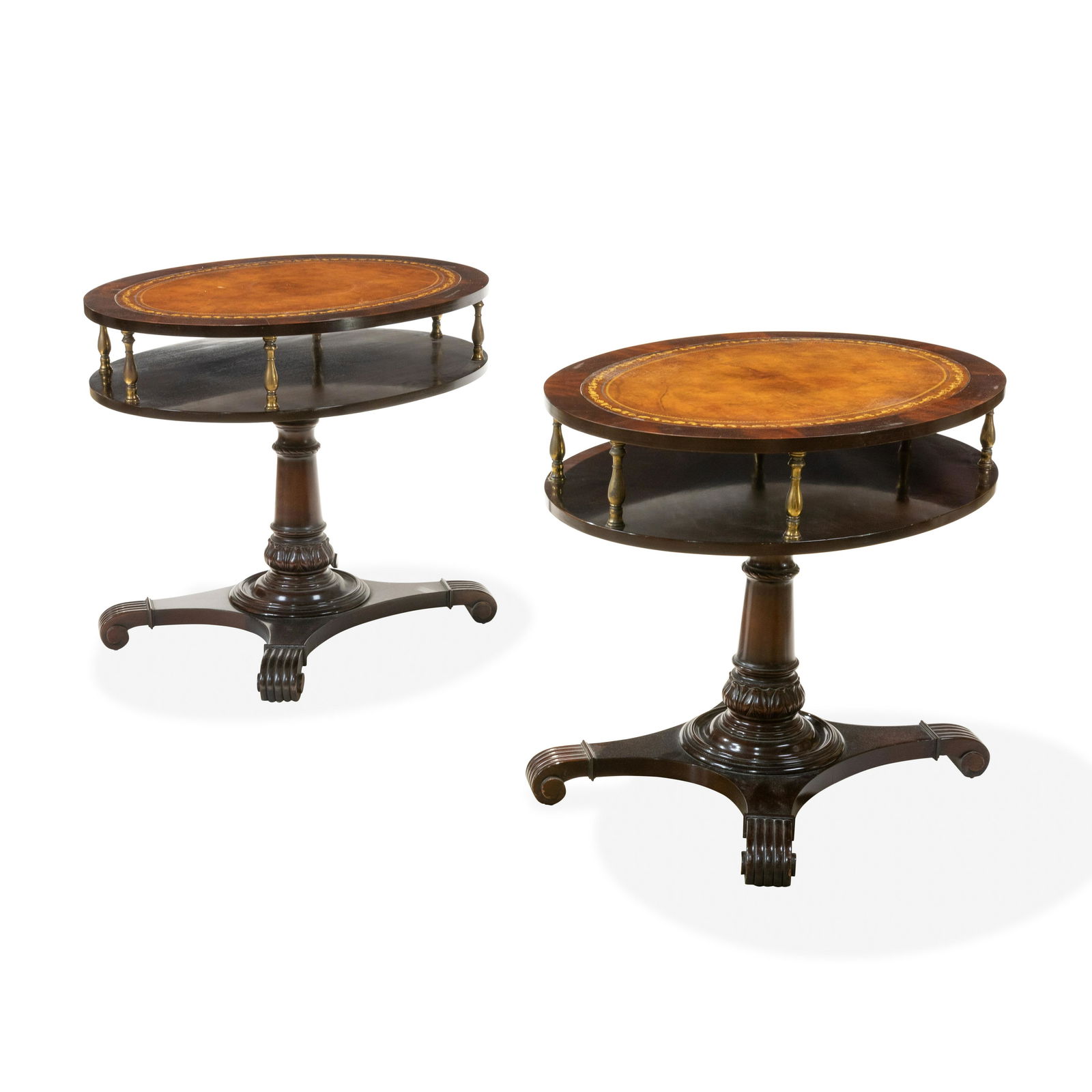Regency Style Leather Top Pedestal Tables (1 of 3)