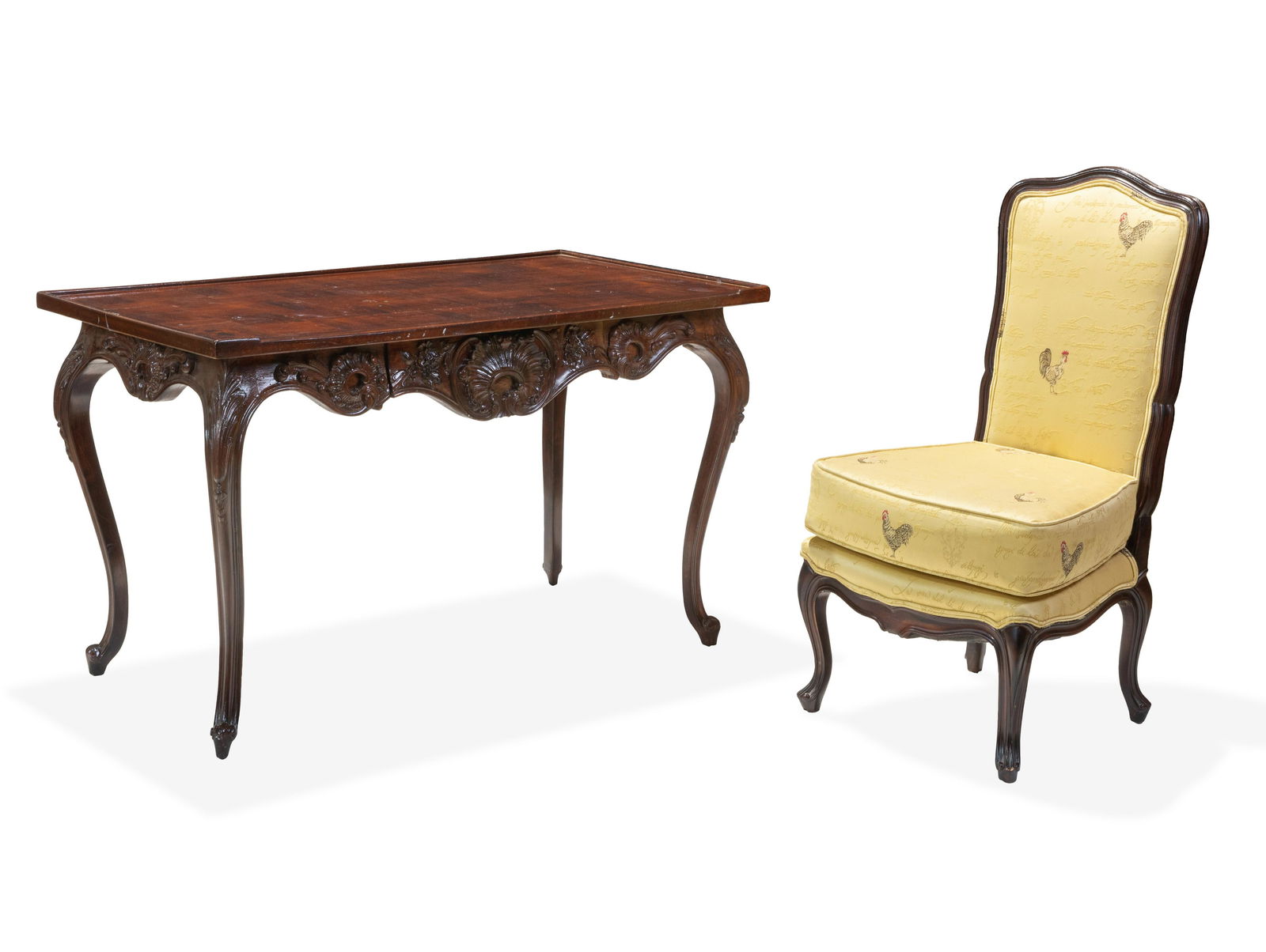 French Style Mahogany Table & Chair (1 of 3)