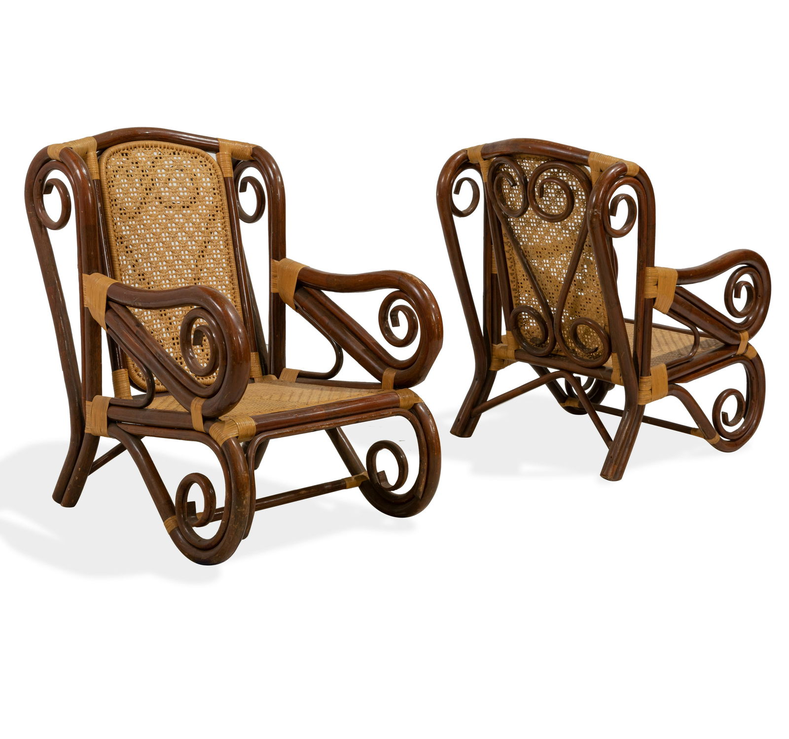 Bent Rattan and Cane Lounge Chairs (1 of 6)