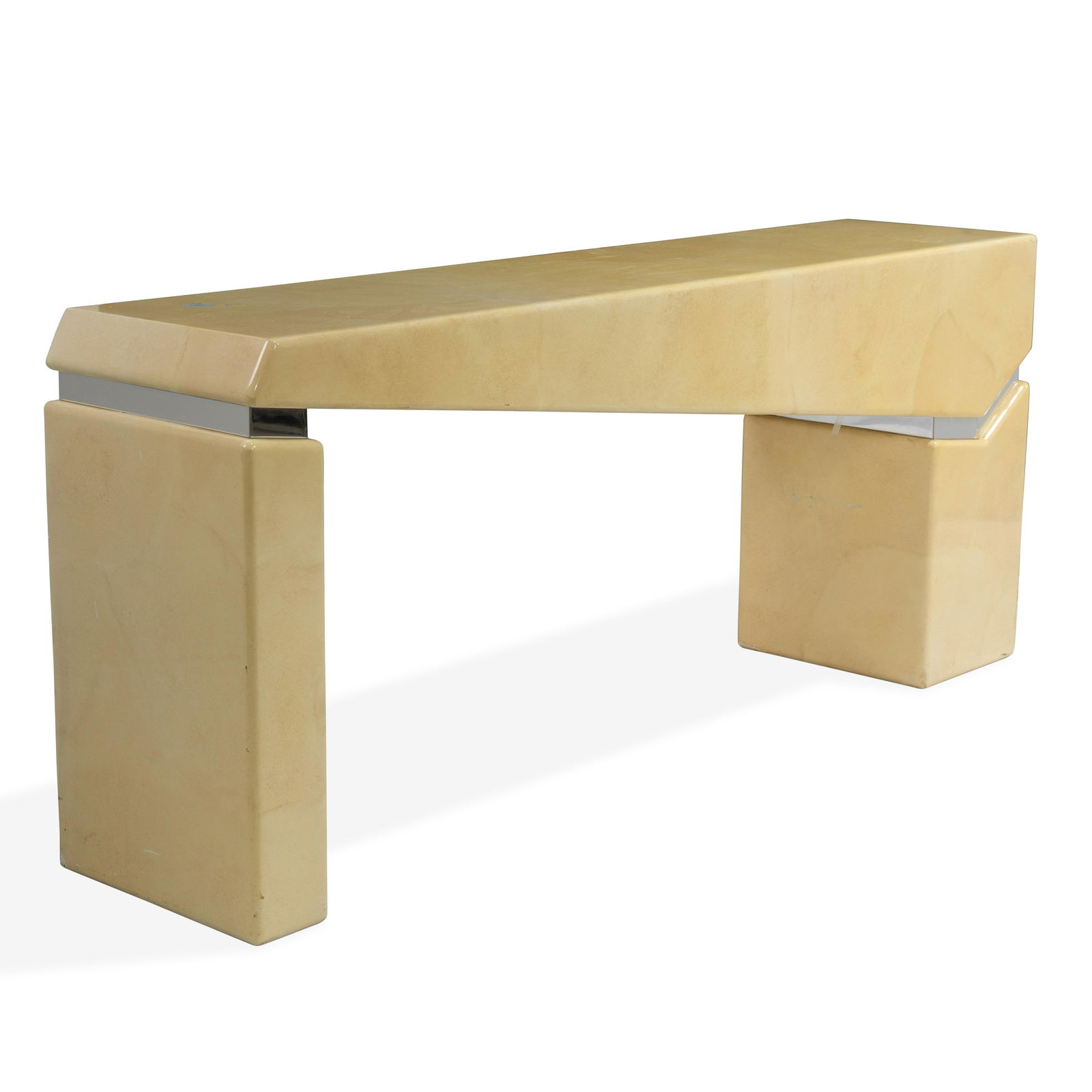 Karl Springer Style - Faux Goat Skin Console Table (1 of 3)