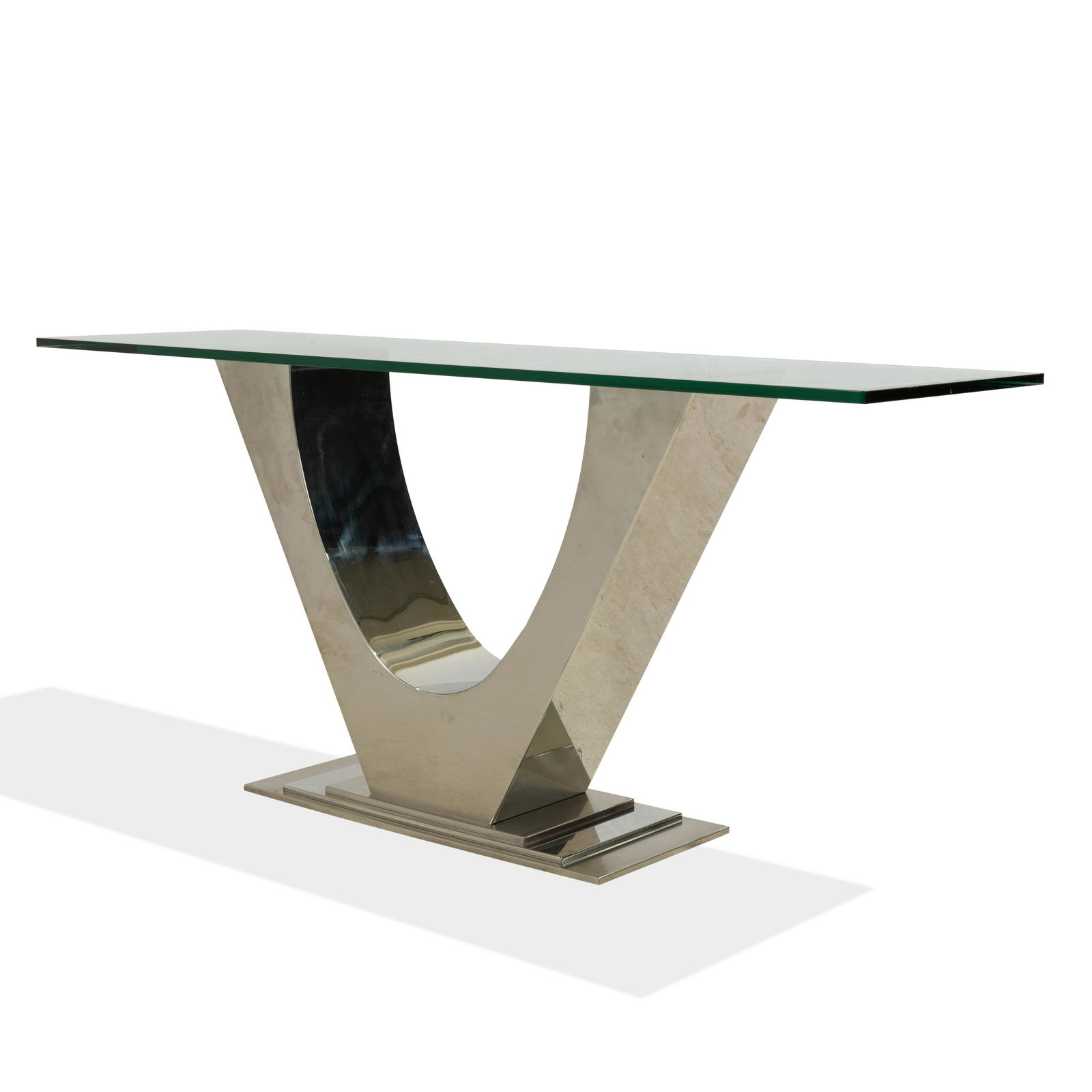 Deco Style Chrome & Glass Console Table (1 of 3)