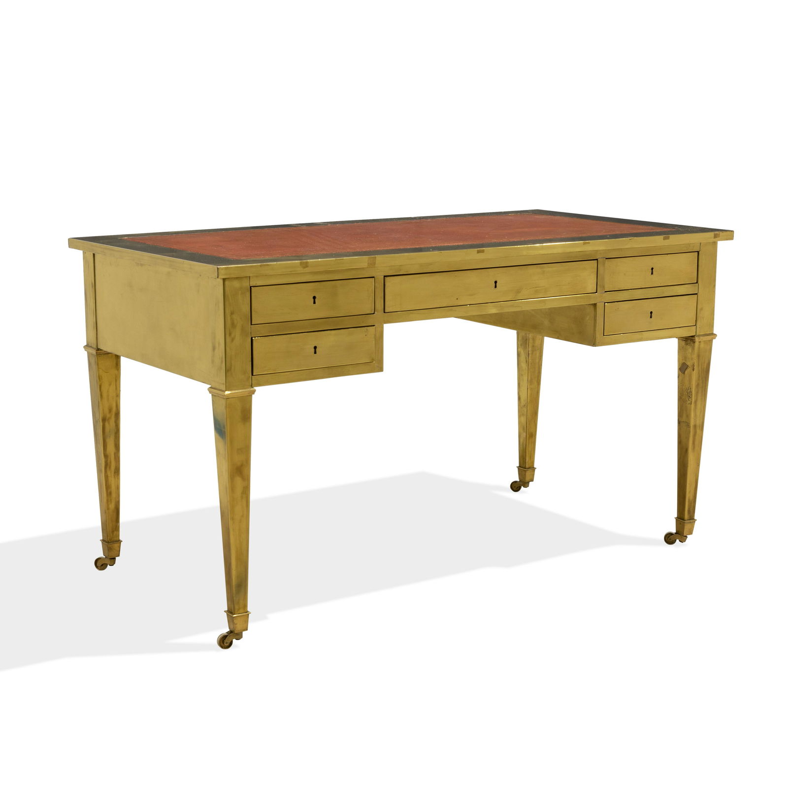 Italian Leather Top Brass Desk (1 of 8)