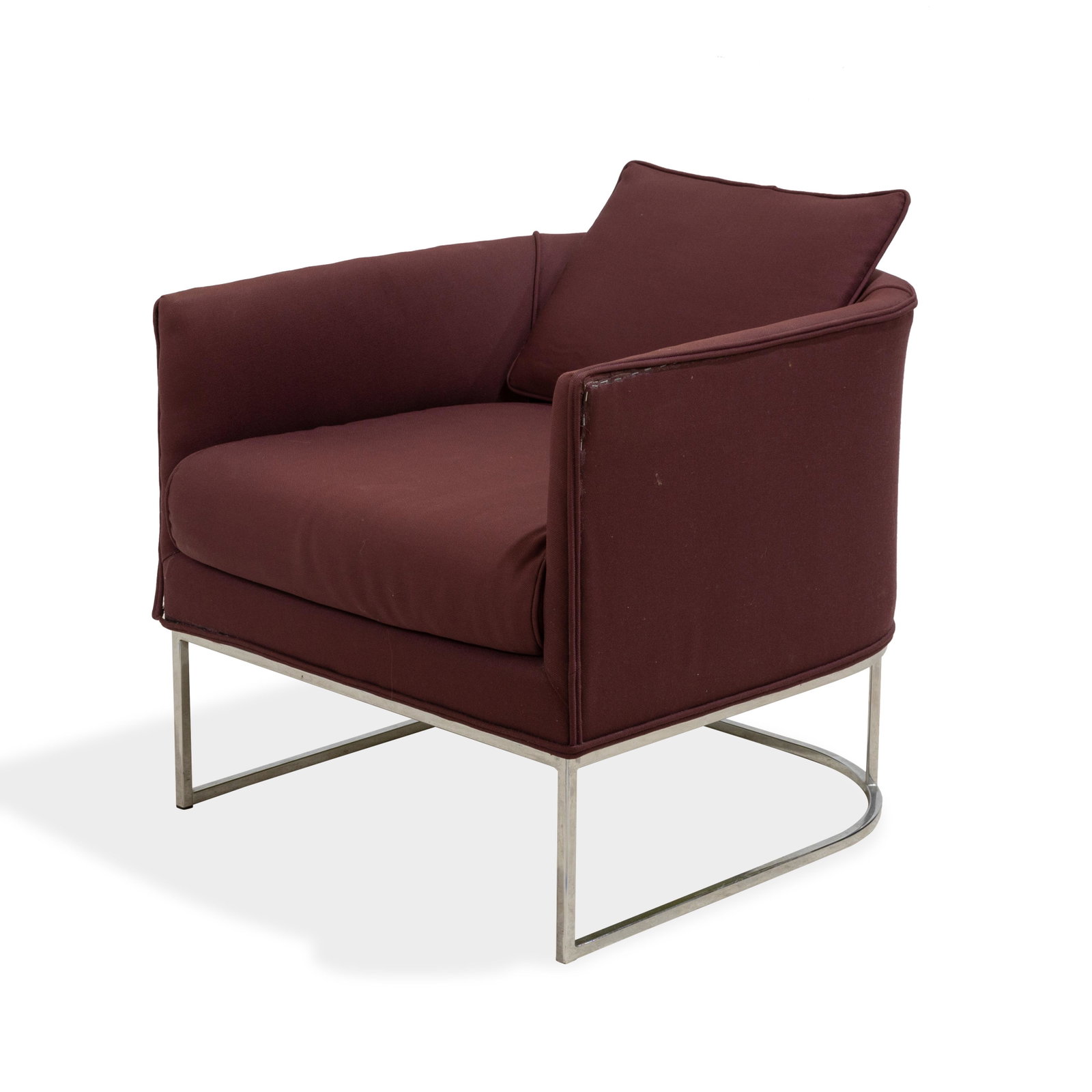 Milo Baughman Style Club Chair: Description - A single Milo Baughman style club chair with chrome frame. Dimensions - 25" x 27" x 32"