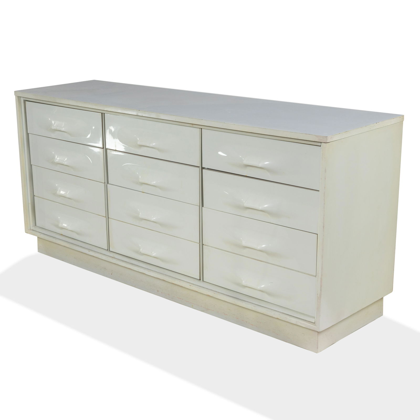 Raymond Loewy Style - Long Dresser and Mirror: Description - Raymond Loewy Style by Rougier of Canada, long dresser with mirror, stenciled Canada on back. Dimensions - 29.5" x 63.5" x 18"