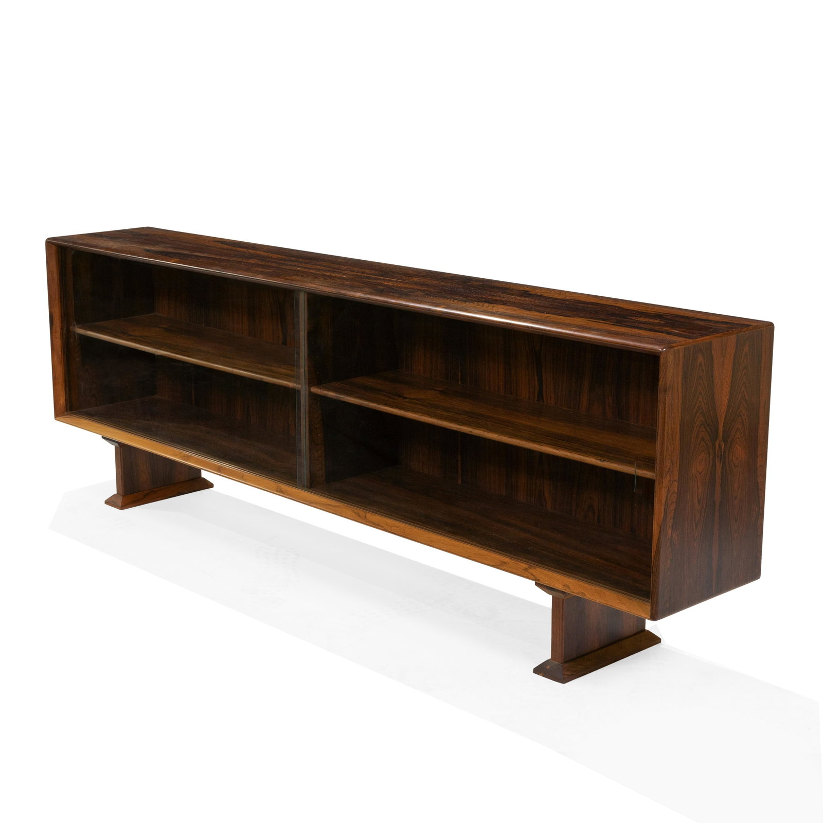 Danish Rosewood Credenza Top: Description - A Danish rosewood credenza top with sliding glass doors. Dimensions - 24" x 71" x 12"