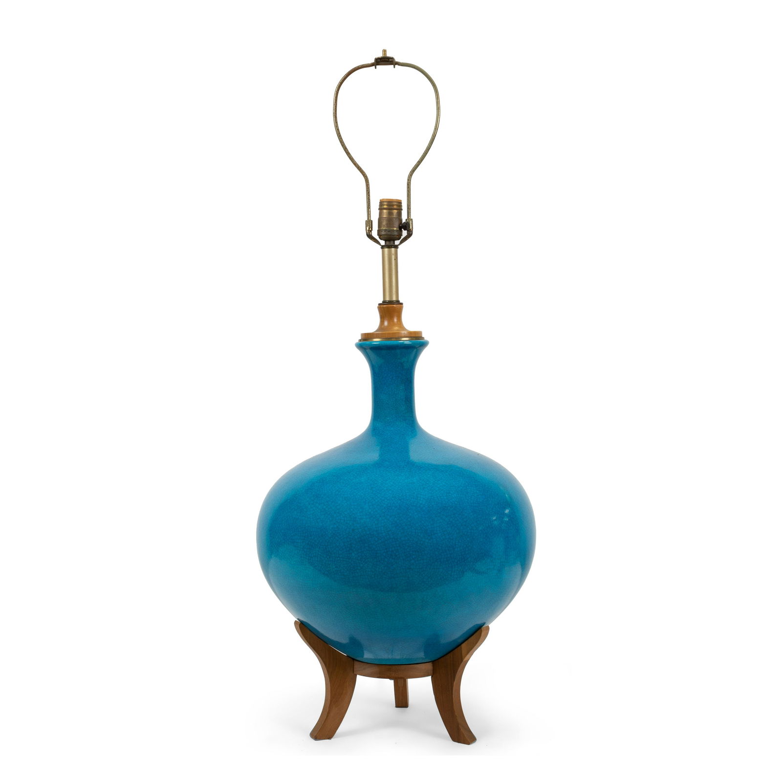 Danish Style Turquoise Pottery Lamp (1 of 3)
