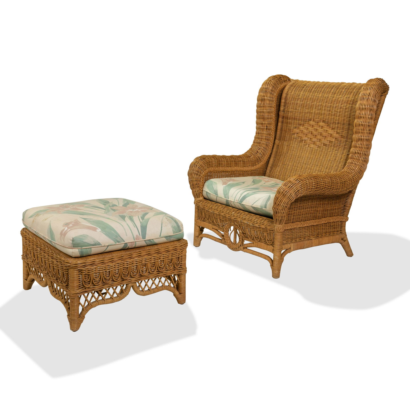 Wicker Chair and Ottoman (1 of 2)