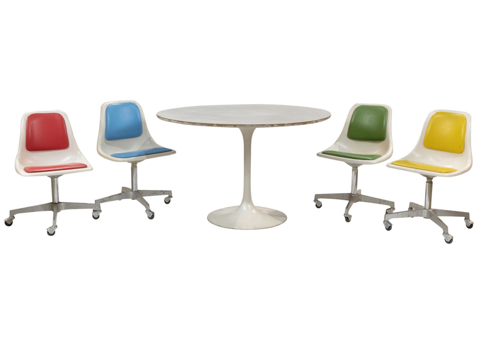 Howell - Tulip Chairs and Table: Description - Howell tulip chairs and table. Dimensions - chair- 30" x 18" x 19" table- 29" x 47"