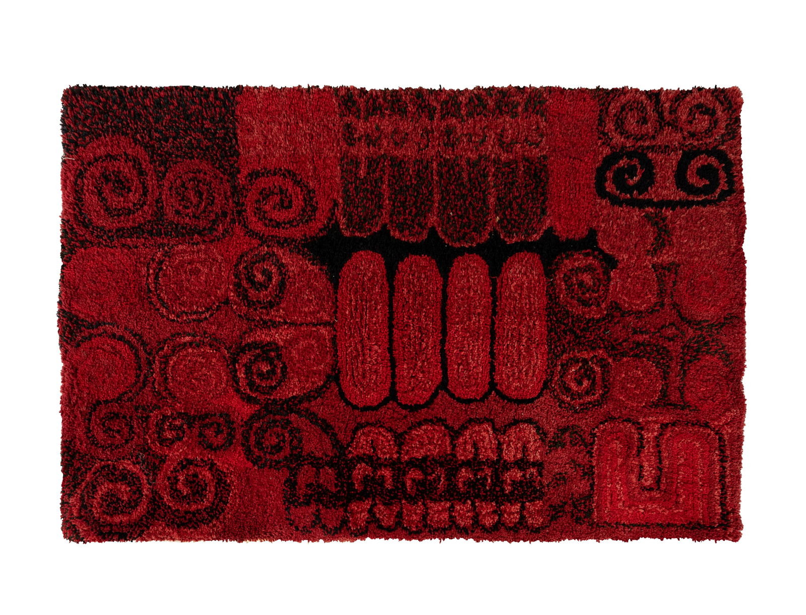 Rya Red and Black Shag Rug (1 of 3)