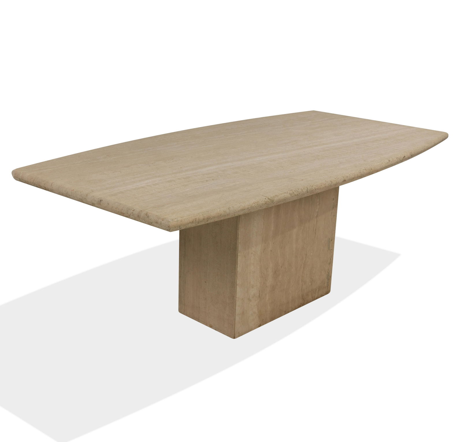 Travertine Pedestal Dining Table (1 of 3)