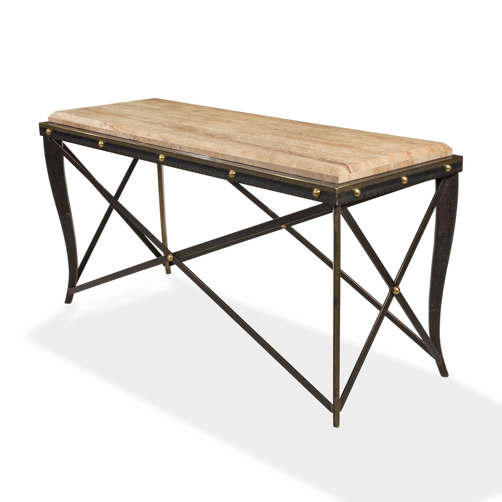 Iron & Travertine Console Table (1 of 3)