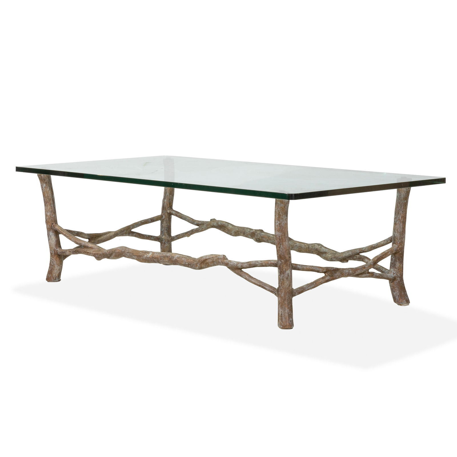 Faux Bois Glass Top Coffee Table (1 of 2)