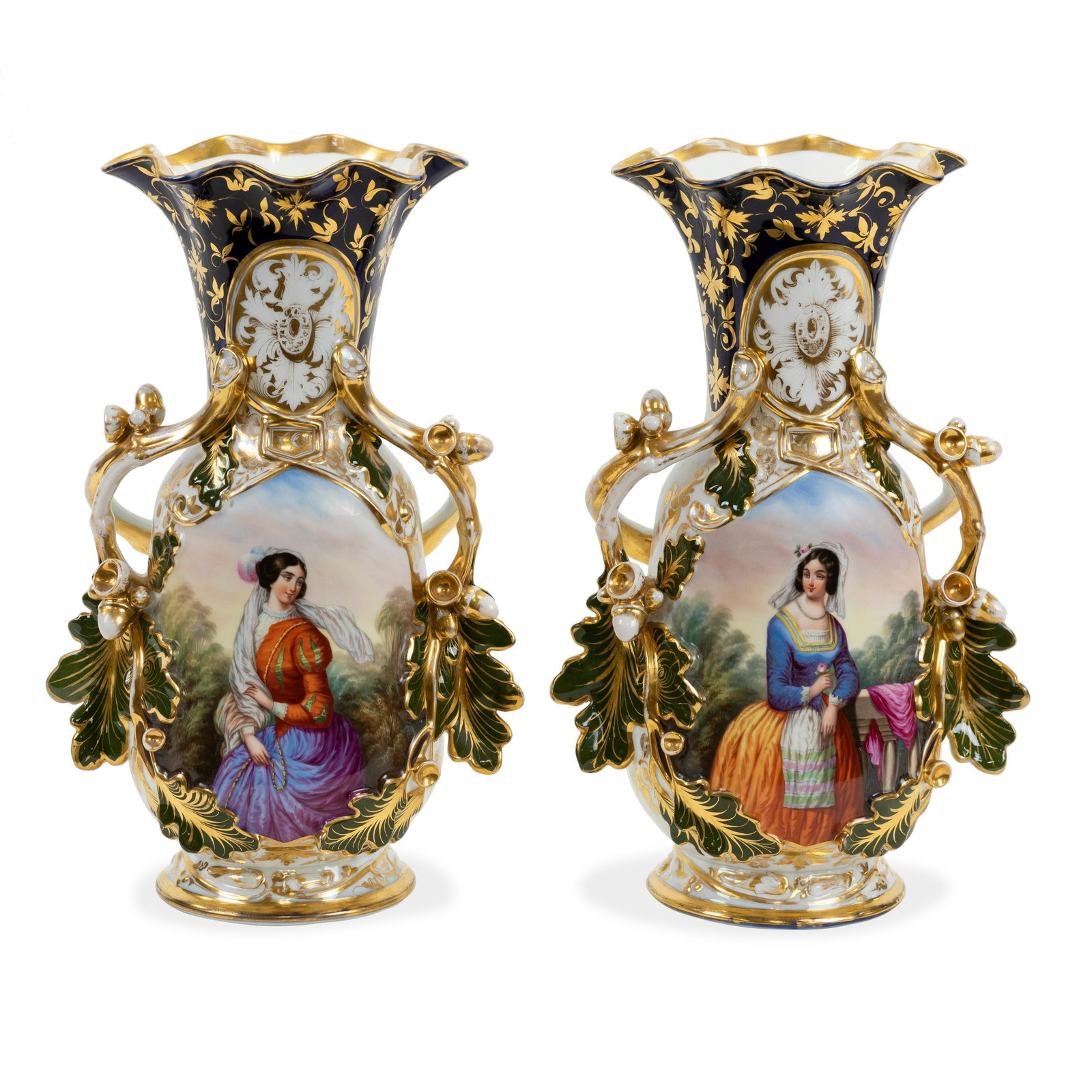 Old Paris Portrait Vases - Pair (1 of 7)