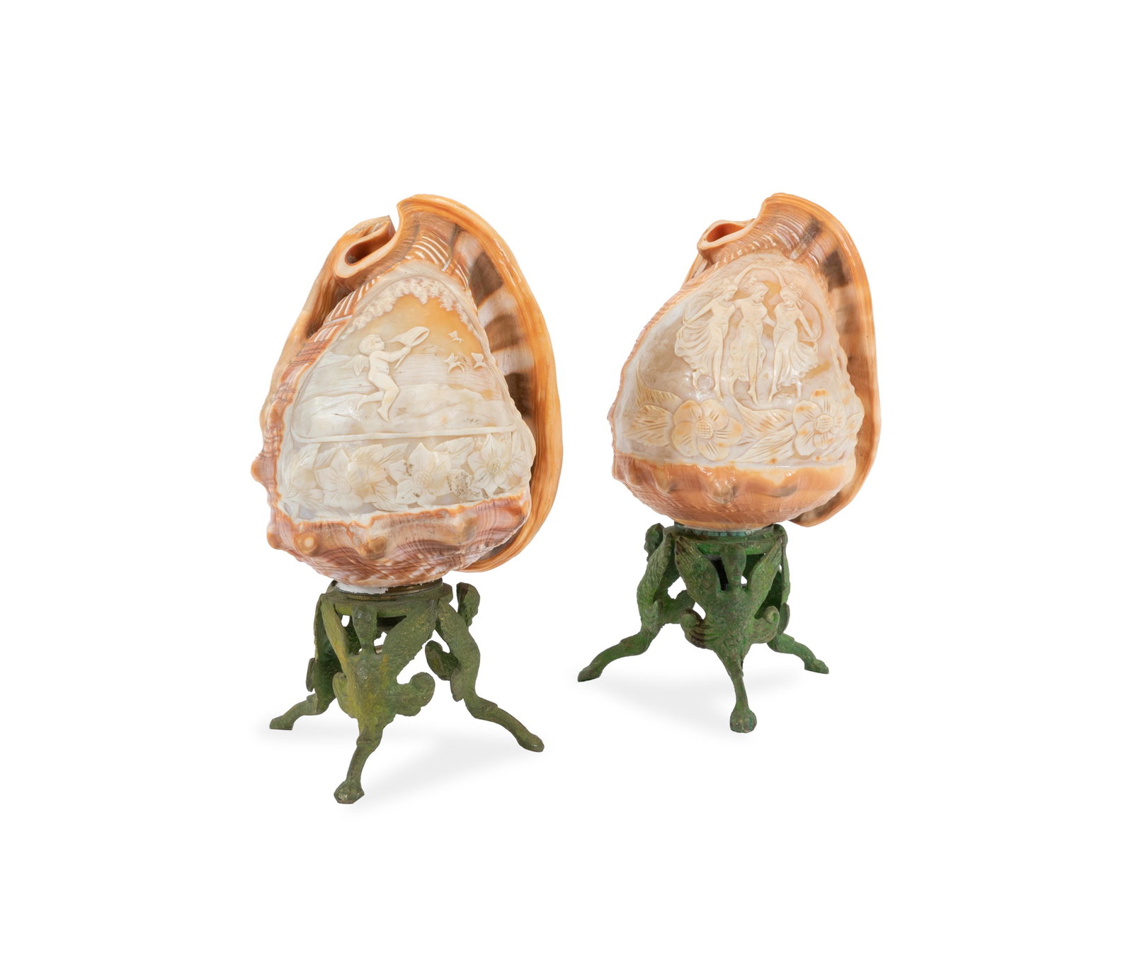 Carved Conch Shell Lamps - Pair (1 of 3)