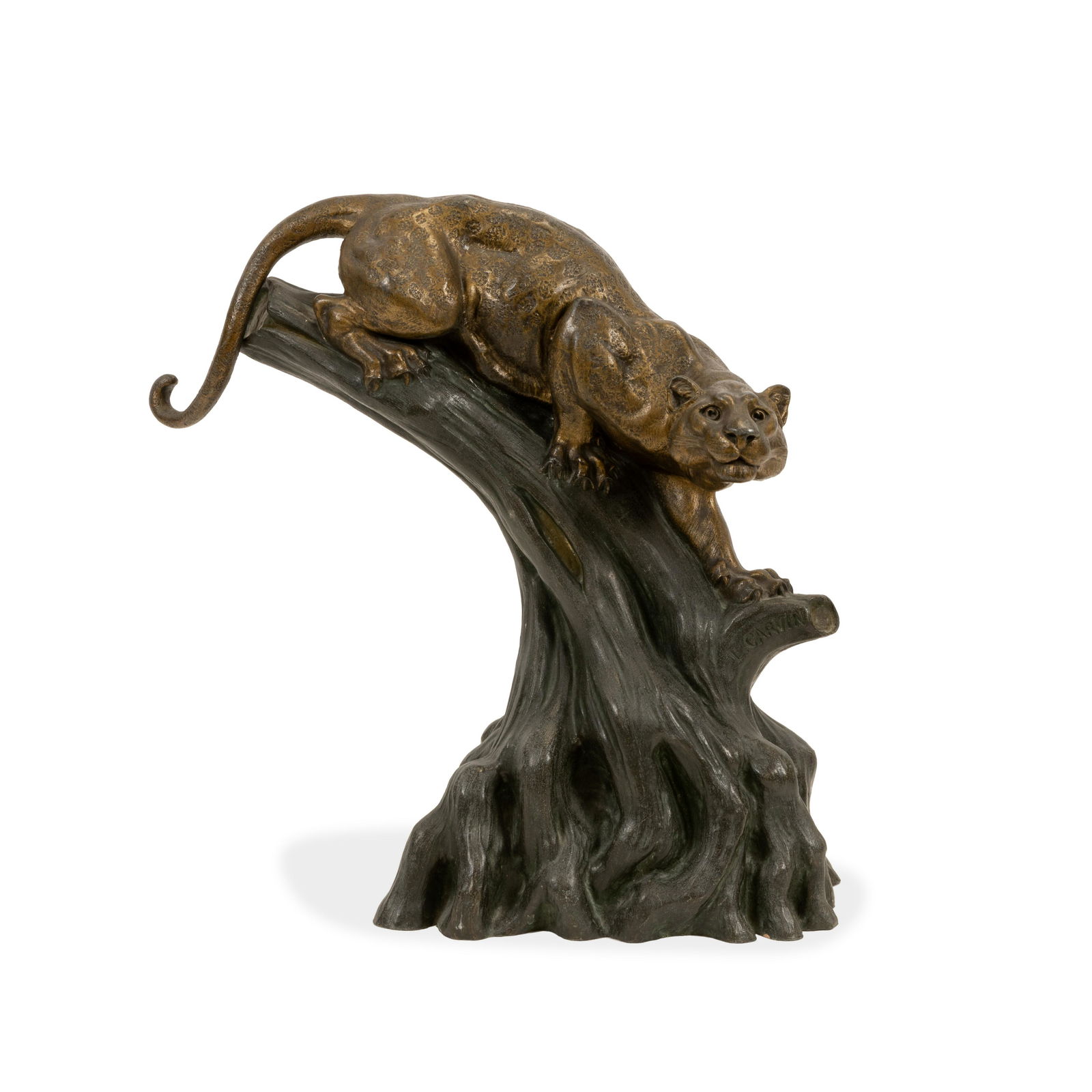 White Metal Leopard Group: Description - After Louis - Albert Carvin White metal leopard group. Dimensions - 14" x 13" x 6"