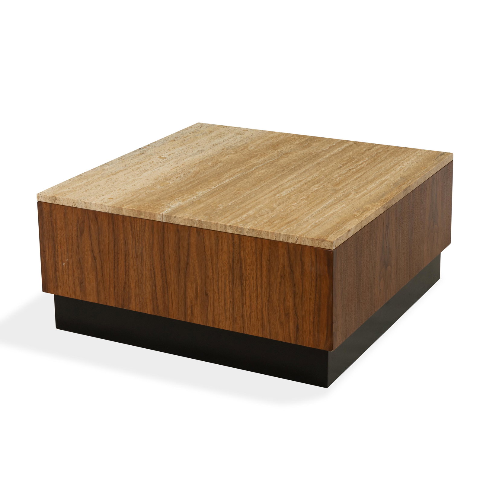 Walnut and Travertine Plinth Coffee Table (1 of 2)