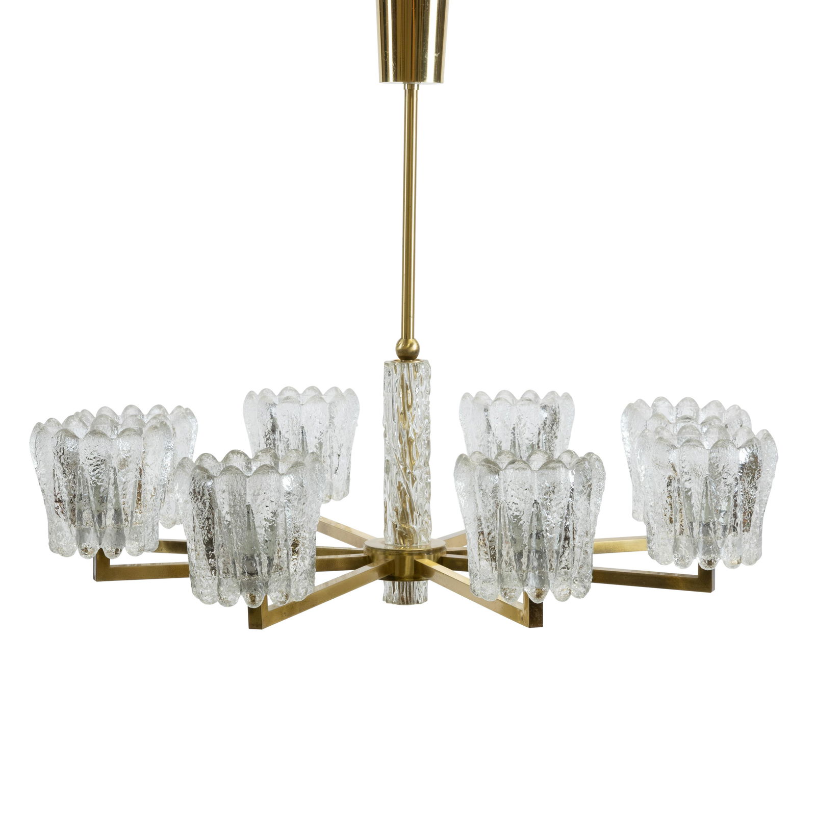 J. T. Kalmar (Attr.) - Brass & Glass Chandelier (1 of 5)