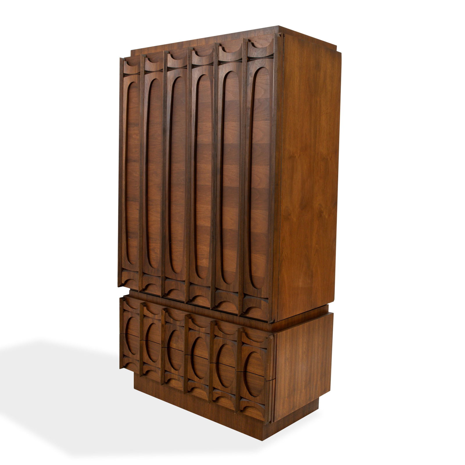 Brutalist Walnut Tall Dresser (1 of 3)