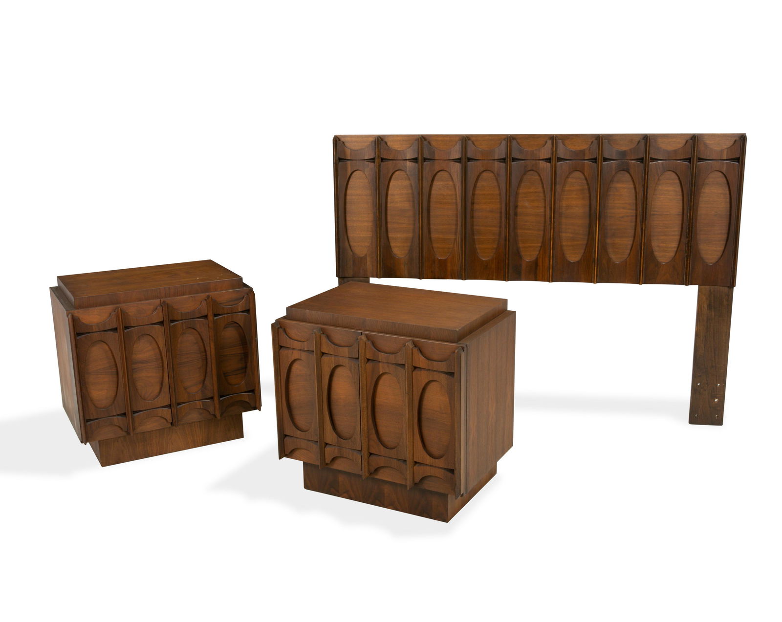 Brutalist Walnut Nightstands and Headboard (1 of 5)