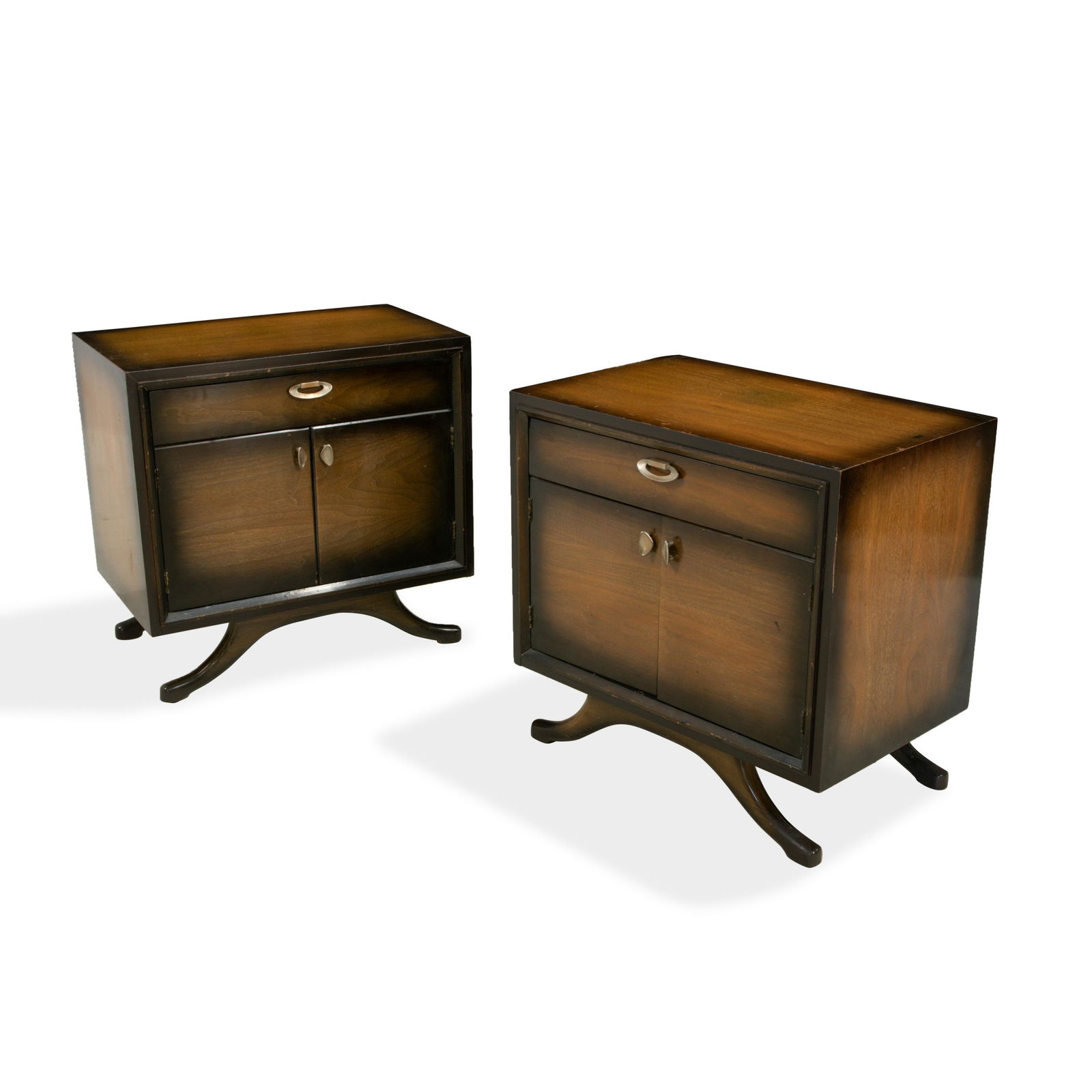 Paul Laszlo Style - Nightstands: Description - Pair of Paul Laszlo style nightstands. Dimensions - 25" x 26" x 16"
